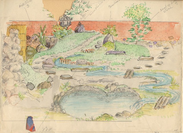 Dibujo de jardn con anotaciones