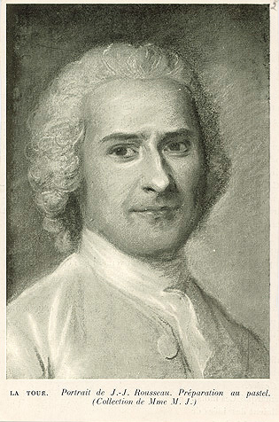 Retrato al pastel de Rousseau por La Tour