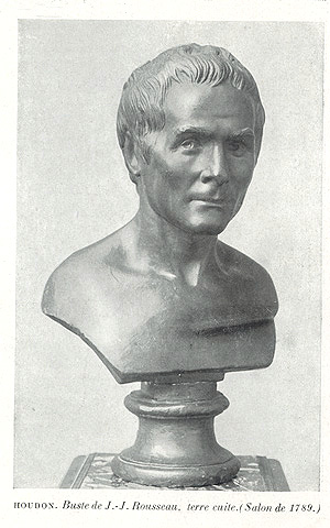 Busto en terracota de Rousseau por Houdon