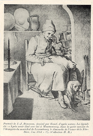 Retrato de Rousseau por Houel