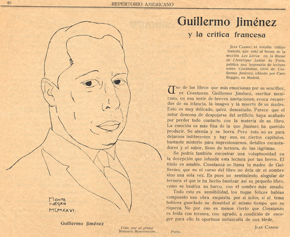 Guillermo Jimnez visto por el pintor Roberto Montenegro
